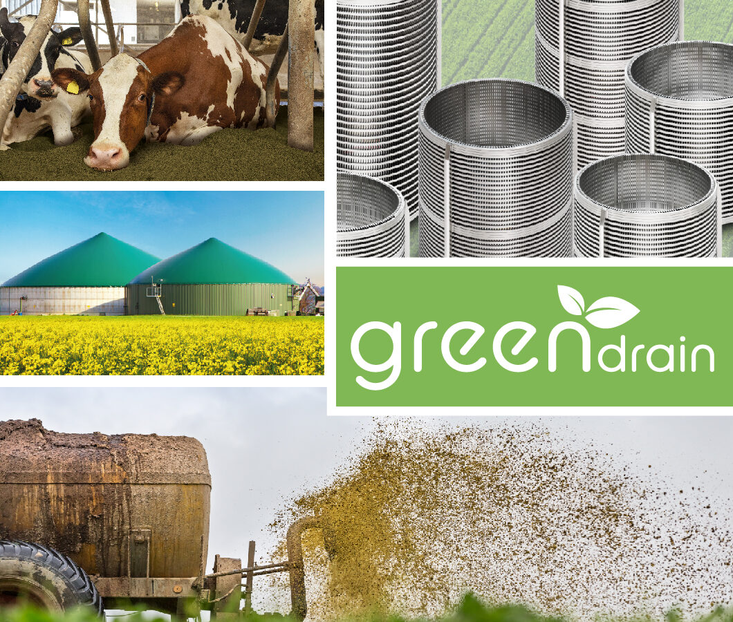Green Drain screen cylinder or screen basket in the field of economic bedding, biogas, slurry treatment